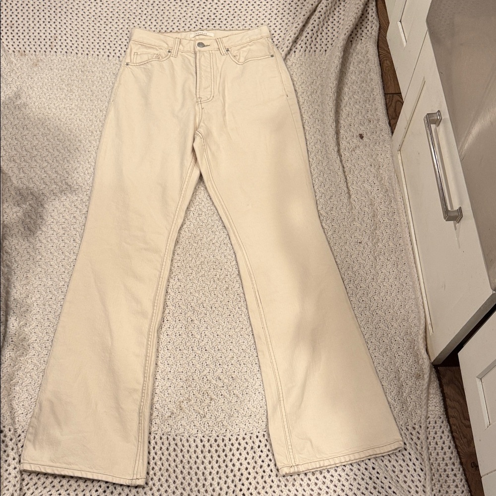 PacSun Womens 26 High Rise Boot Cut Beige Denim Pants - Picture 2 of 10